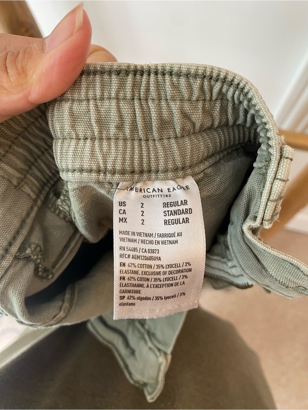 American Eagle High-Rise Cargo Pants Olive Green Sz 2 Regular Casual Utility - Picture 8 of 9